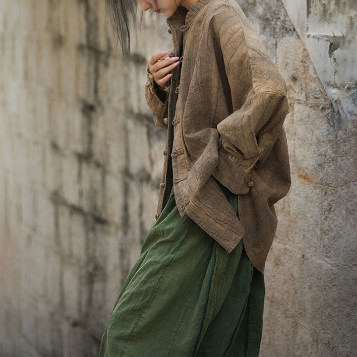 Buddha Stones Tie Dye Frog-Button Long Sleeve Zen Meditation Open Front Jacket - image 2