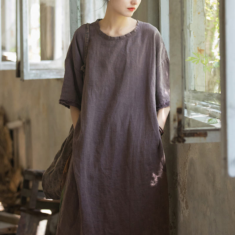 Buddha Stones Ramie Linen Split Hem Top Women's Half Sleeve T-Shirts - image 20