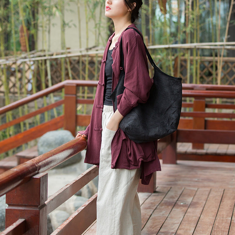 Buddha Stones Frog-Button Long Sleeve Zen Meditation Open Front Jacket With Pockets - image 12