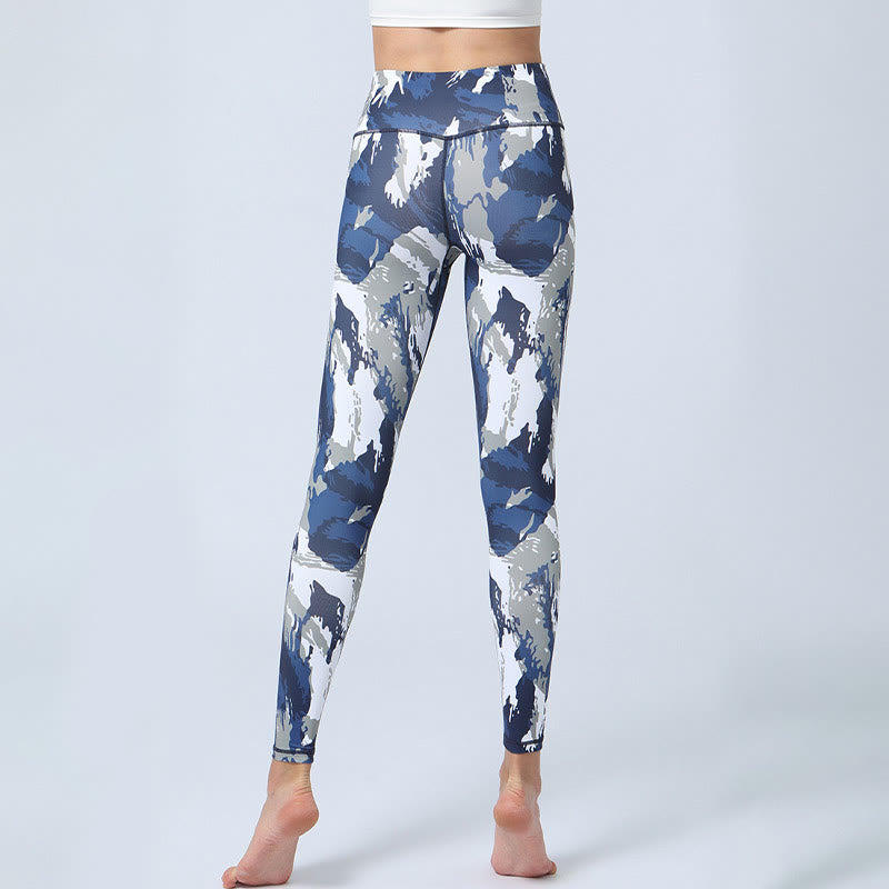 Buddha Stones Flowers Leaves Print Sports Fitness Yoga High Waist Leggings Women's Yoga Pants