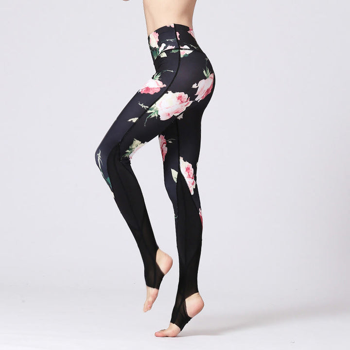 Buddha Stones Rose Peony Flower Print Design Sports Fitness Yoga Leggings Women's Yoga Pants - Rose Flower - US8-10，UK/AU12-14，EU40-42 (XL) - image 2