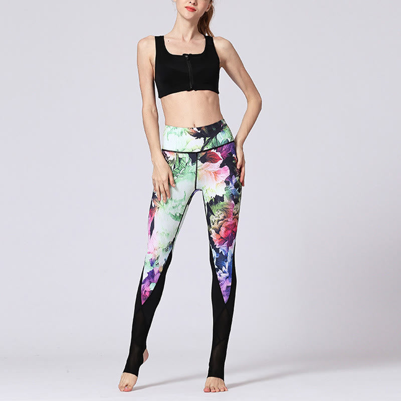 Buddha Stones Rose Peony Flower Print Design Sports Fitness Yoga Leggings Women's Yoga Pants - image 13