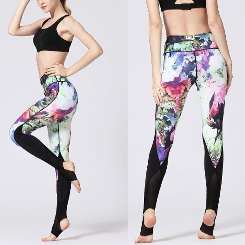 Buddha Stones Rose Peony Flower Print Design Sports Fitness Yoga Leggings Women's Yoga Pants - image 14