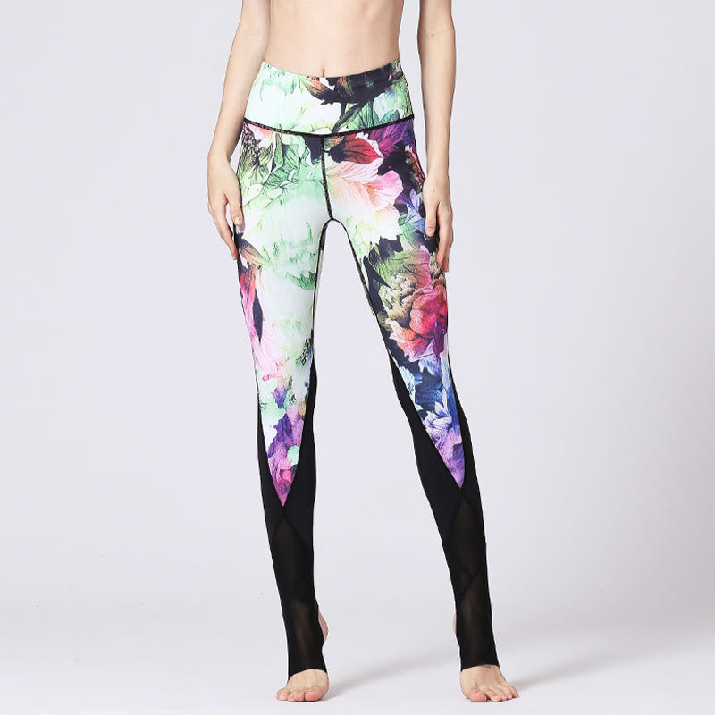 Buddha Stones Rose Peony Flower Print Design Sports Fitness Yoga Leggings Women's Yoga Pants - image 10
