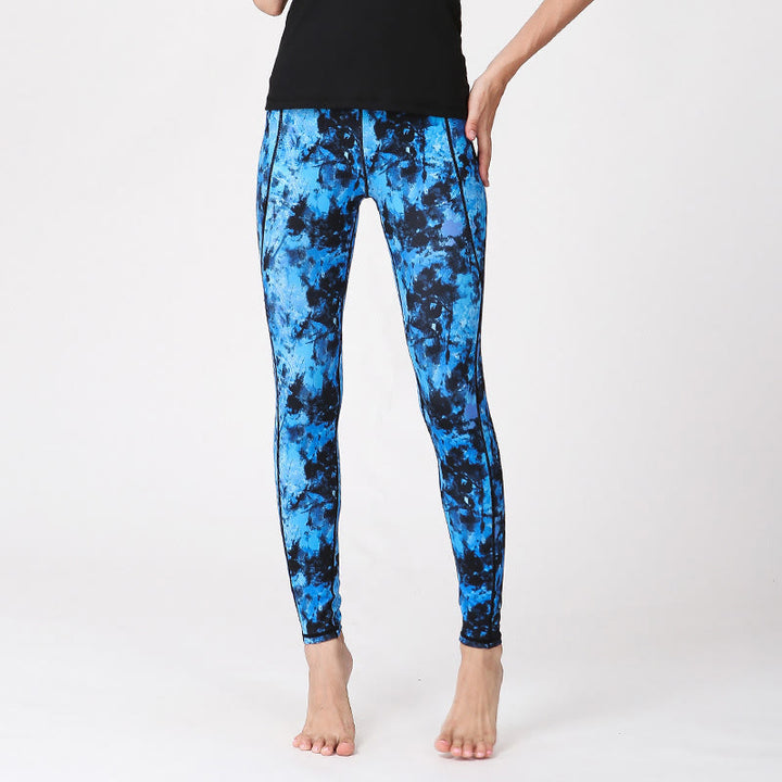 Buddha Stones Camo Print Sports Fitness Yoga High Waist Leggings Women's Yoga Pants - Blue Black - US8-10，UK/AU12-14，EU40-42 (XL) - image 9