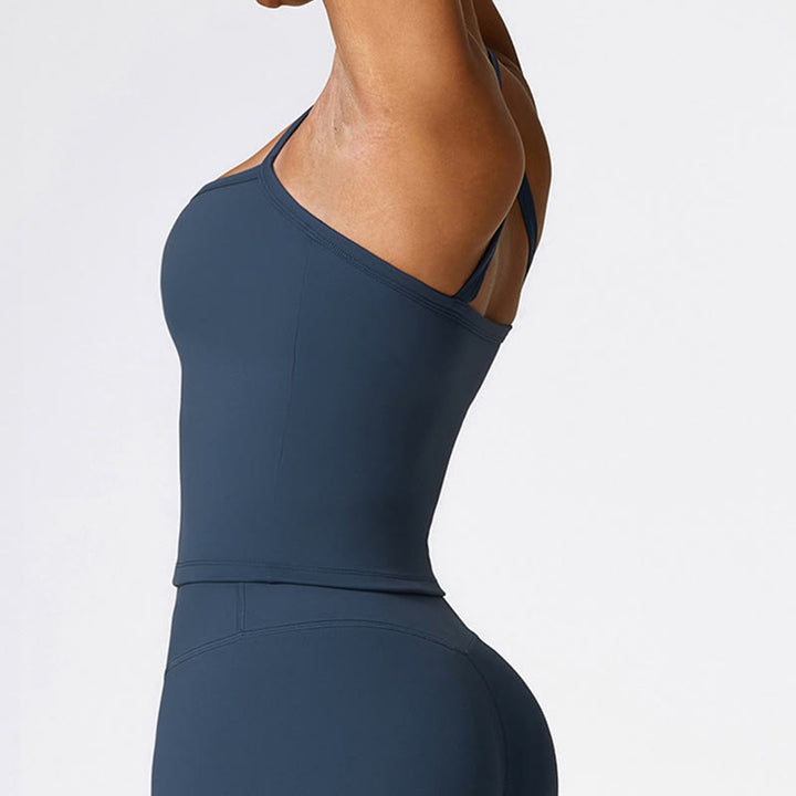 Buddha Stones Solid Color Crop Tank Top High Waist Shorts Sports Fitness Gym Yoga Outfits - image 4