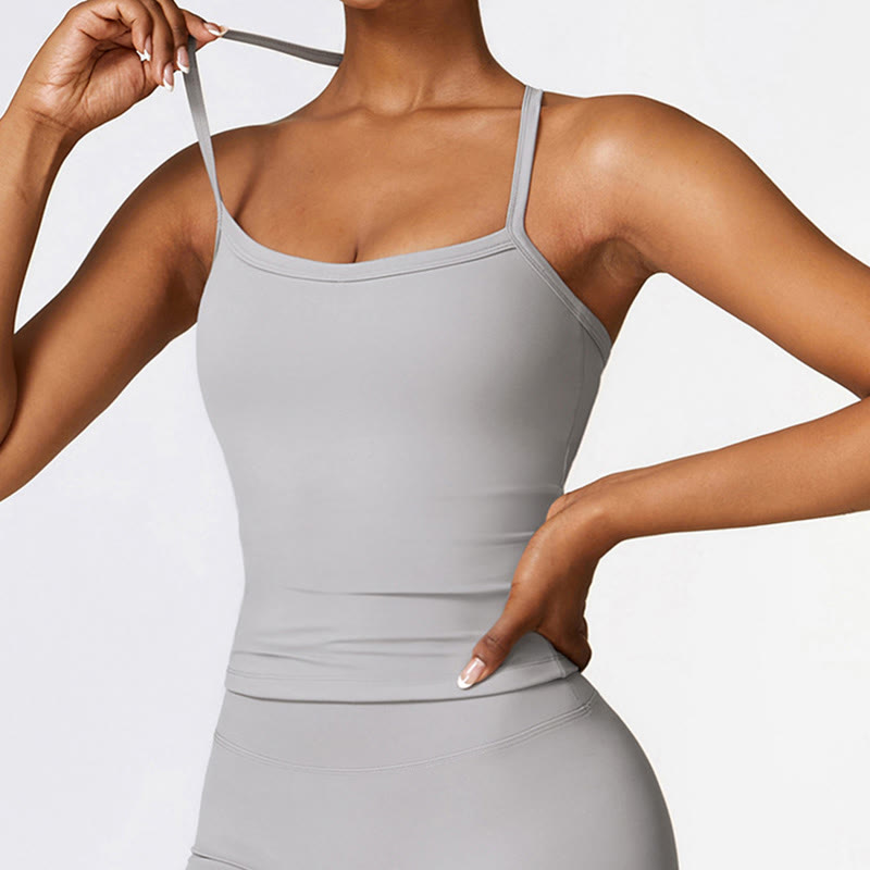 Buddha Stones Solid Color Crop Tank Top High Waist Shorts Sports Fitness Gym Yoga Outfits - image 25