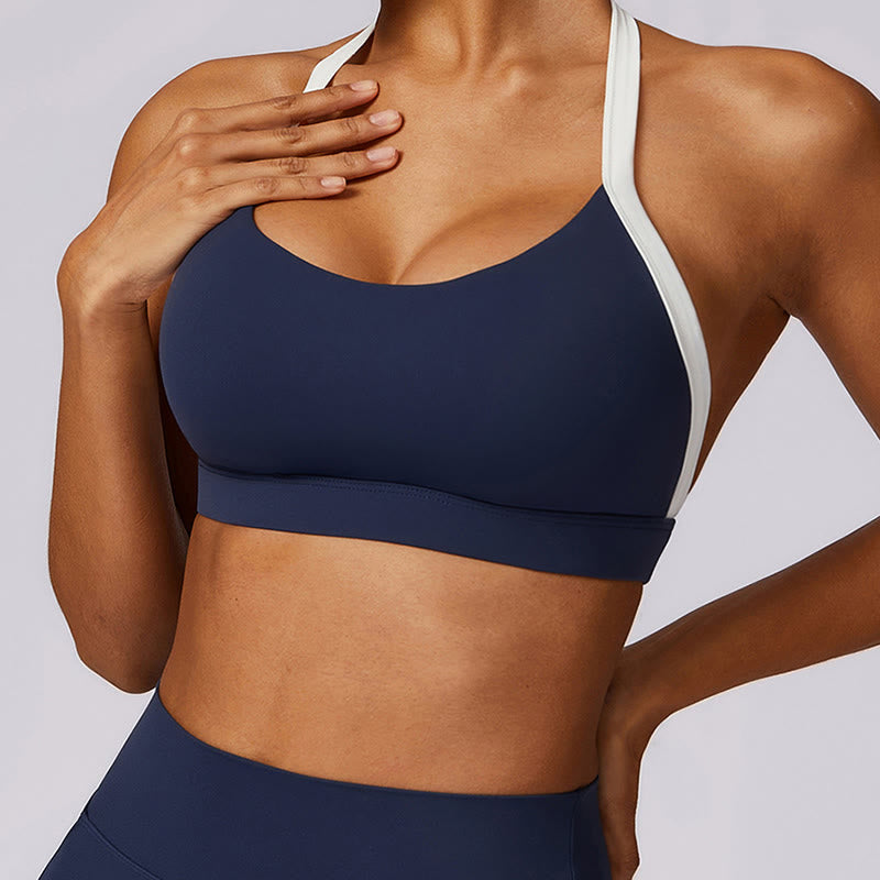 Buddha Stones Solid Color Halter Neck Bra Long Sleeve Crop Tank Top Pants Sports Fitness Gym Yoga Outfits - image 4