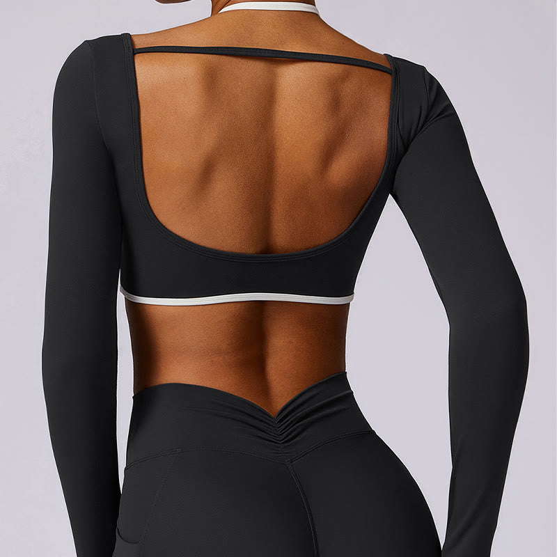 Buddha Stones Solid Color Halter Neck Bra Long Sleeve Crop Tank Top Pants Sports Fitness Gym Yoga Outfits - image 27