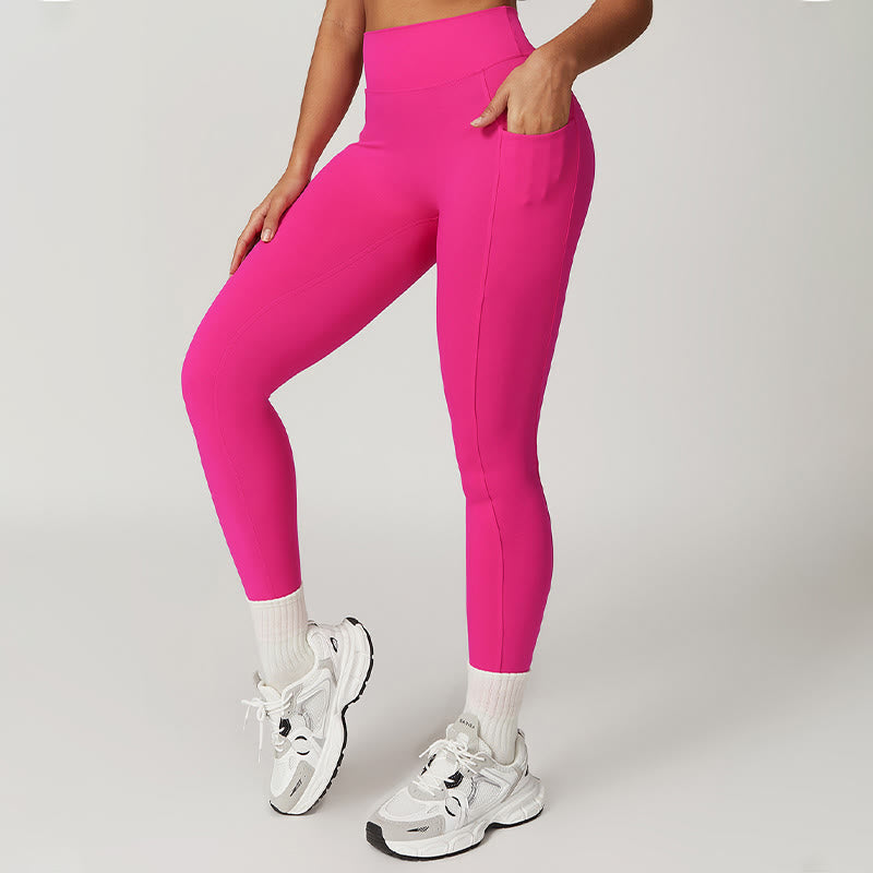 Buddha Stones Solid Color Halter Neck Bra Long Sleeve Crop Tank Top Pants Sports Fitness Gym Yoga Outfits - Rose Red - Pants - US6，UK/AU10，EU38 (XL) - image 65