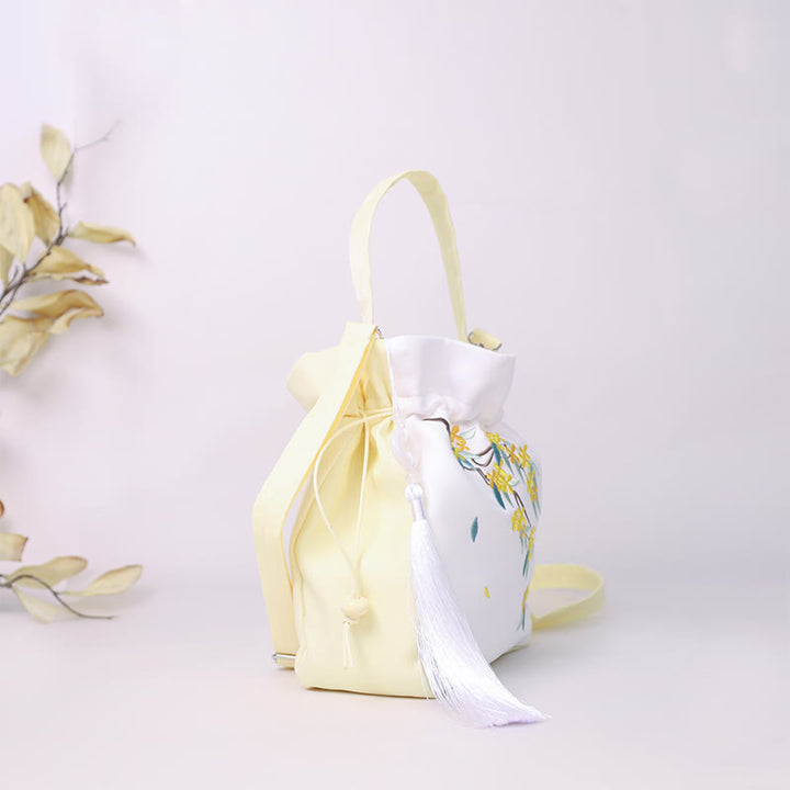 Buddha Stones Embroidered Osmanthus Peony Grape Cat Cotton Linen Tote Crossbody Bag Shoulder Bag Handbag - image 4