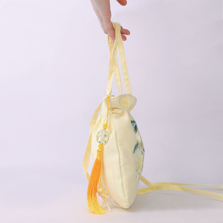 Buddha Stones Lotus Peony Epiphyllum Phoenix Suzhou Embroidery Cotton Linen Tote Crossbody Bag Shoulder Bag Handbag - image 6