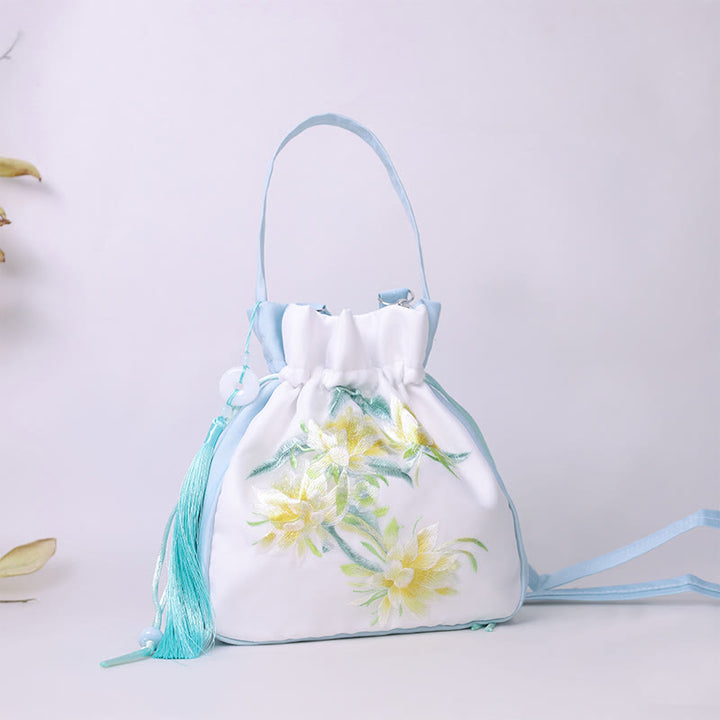 Buddha Stones Suzhou Embroidery Rabbit Lotus Epiphyllum Peony Magnolia Silk Tote Crossbody Bag Shoulder Bag Handbag - image 5
