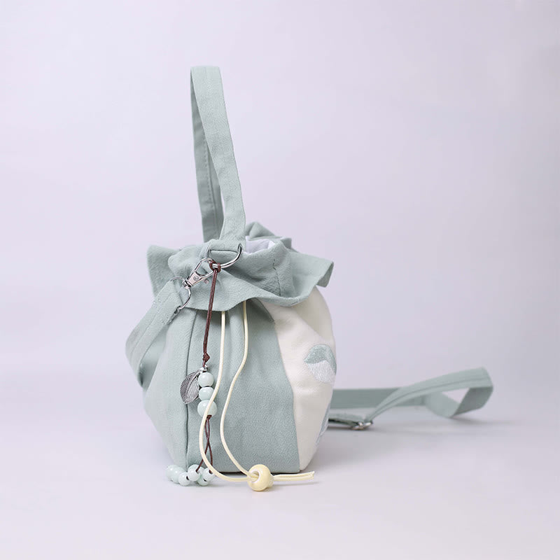 Buddha Stones Suzhou Embroidery Lotus Epiphyllum Magnolia Cotton Linen Tote Crossbody Bag Shoulder Bag Handbag - image 4