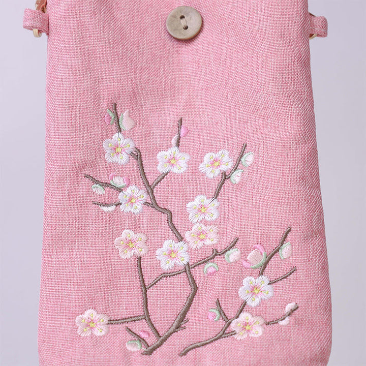 Buddha Stones Small Embroidered Flowers Crossbody Bag Shoulder Bag Cellphone Bag 11*20cm - image 11