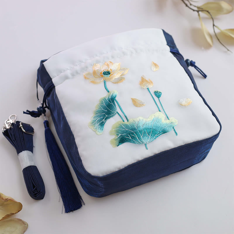 Buddha Stones Suzhou Embroidery Rabbit Lotus Epiphyllum Peony Magnolia Silk Tote Crossbody Bag Shoulder Bag Handbag - image 14