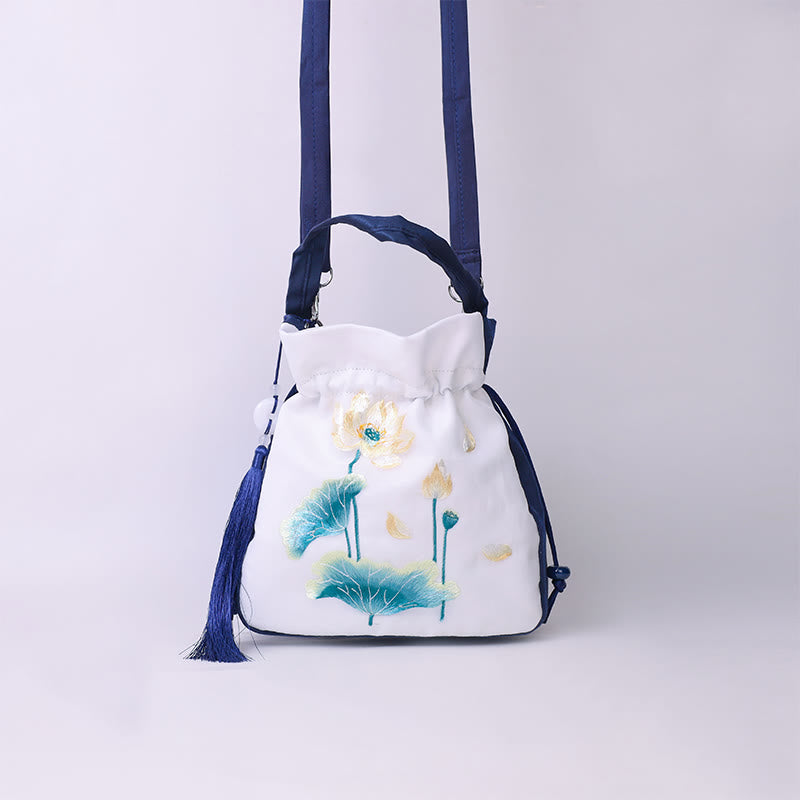 Buddha Stones Suzhou Embroidery Rabbit Lotus Epiphyllum Peony Magnolia Silk Tote Crossbody Bag Shoulder Bag Handbag - image 18