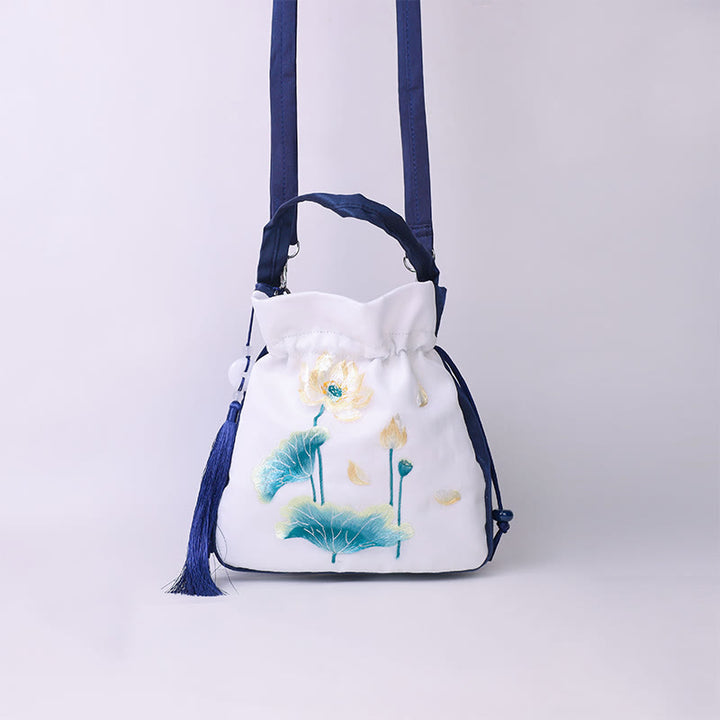 Buddha Stones Suzhou Embroidery Rabbit Lotus Epiphyllum Peony Magnolia Silk Tote Crossbody Bag Shoulder Bag Handbag - image 18