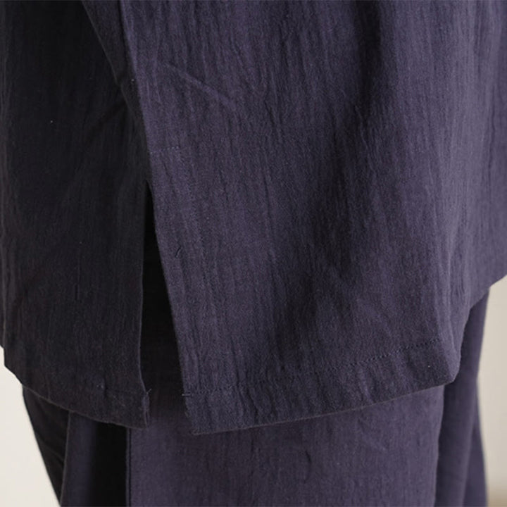 Buddha Stones 2Pcs V-Neck Three Quarter Sleeve Shirt Top Pants Meditation Zen Tai Chi Cotton Linen Clothing Women's Set - image 16