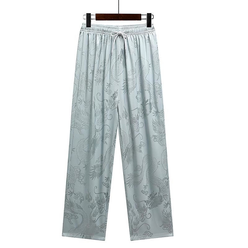 Buddha Stones Dragon Pattern Tang Suit Hanfu Traditional Uniform Short Sleeve Top Pants Clothing Men's Set - image 7