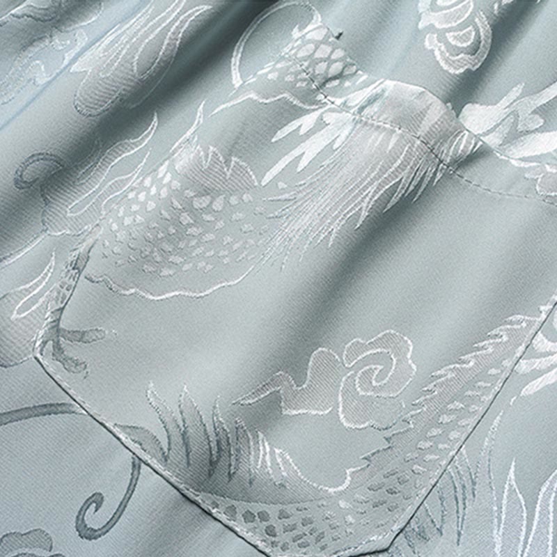 Buddha Stones Dragon Pattern Tang Suit Hanfu Traditional Uniform Short Sleeve Top Pants Clothing Men's Set - image 10