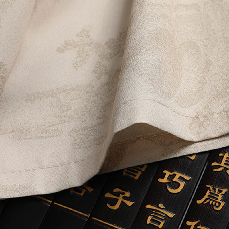 Buddha Stones Mountains Trees Tang Suit Hanfu Traditional Uniform Short Sleeve Top Pants Clothing Men's Set - image 8