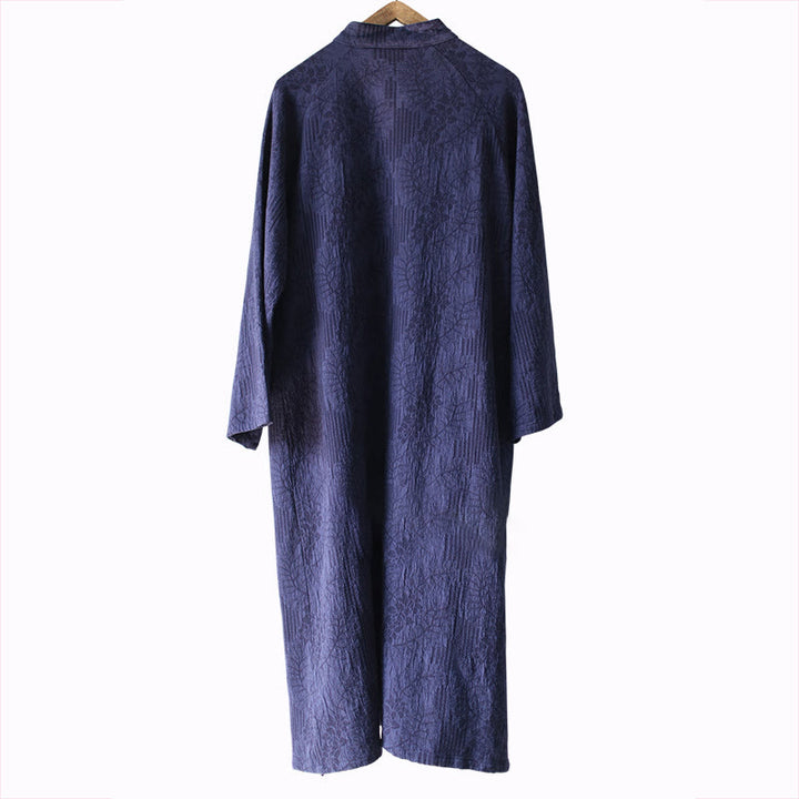 Buddha Stones Flower Jacquard Midi Dress Long Sleeve Cotton Linen Dress Wide Leg Pants With Pockets - image 16