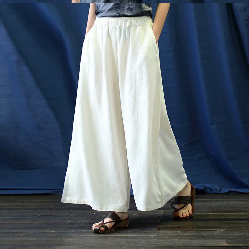 Buddha Stones Flower Jacquard Midi Dress Long Sleeve Cotton Linen Dress Wide Leg Pants With Pockets - image 48