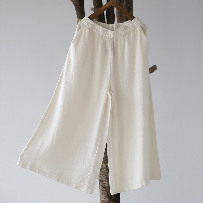 Buddha Stones Flower Jacquard Midi Dress Long Sleeve Cotton Linen Dress Wide Leg Pants With Pockets - image 56