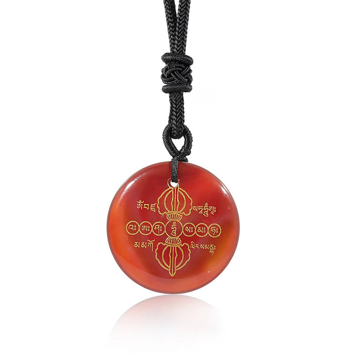 Buddha Stones Vajra Dorje Sanskrit Pattern Natural Various Crystal Black Obsidian Fulfilment Necklace Pendant - image 26