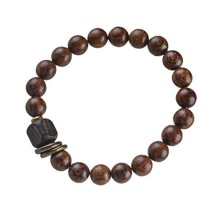 Buddha Stones Sandalwood Ebony Wood Bead Healing Single Double Wrap Bracelet