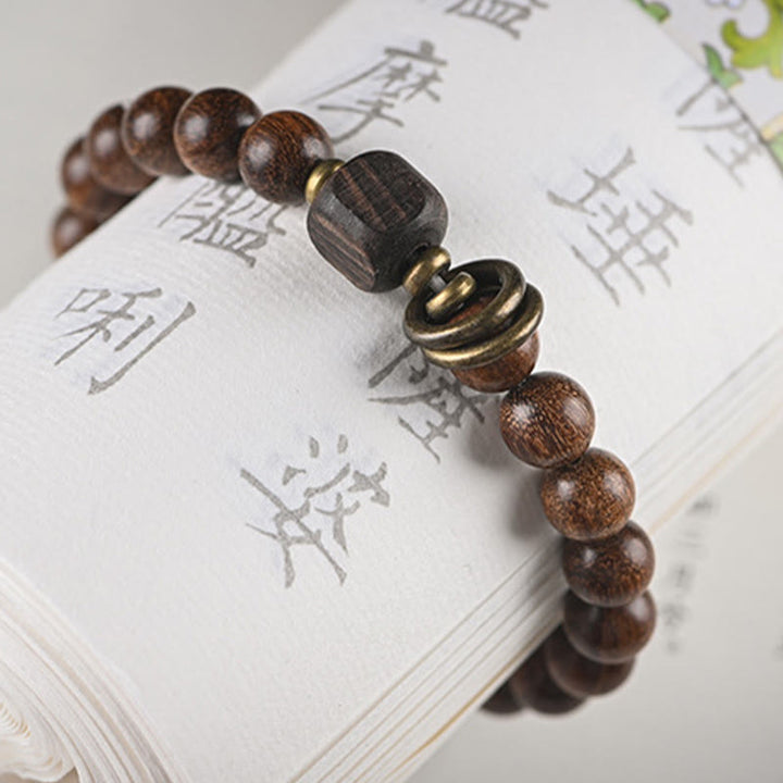 Buddha Stones Sandalwood Ebony Wood Bead Healing Single Double Wrap Bracelet