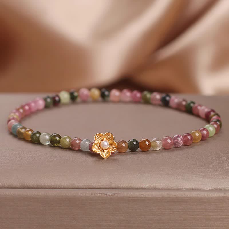 Buddha Stones Colorful Tourmaline Flowers Positive Bracelet