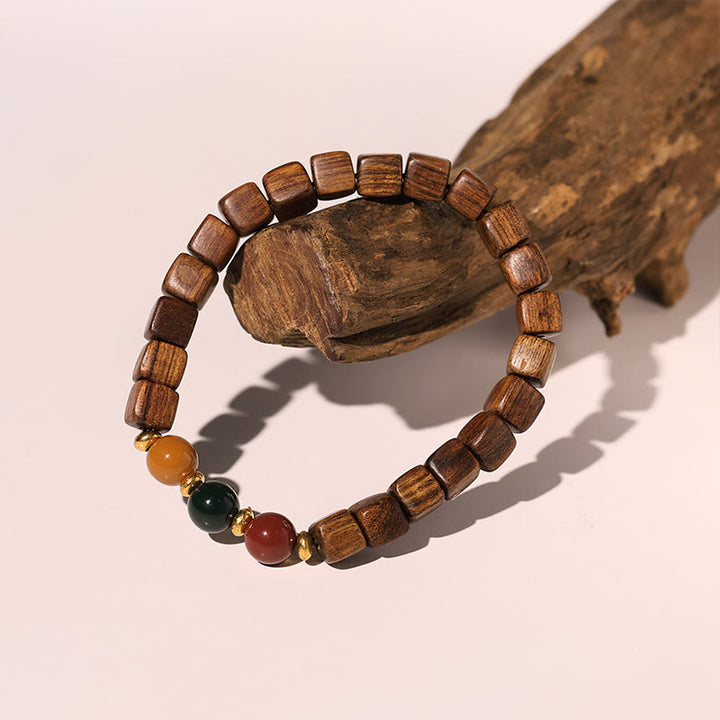 Buddha Stones Rosewood Auspicious Clouds Totem Fu Character Bamboo Pattern Warmth Bracelet