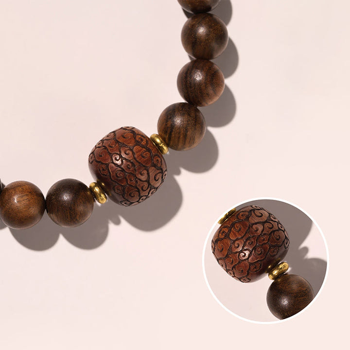 Buddha Stones Rosewood Auspicious Clouds Totem Fu Character Bamboo Pattern Warmth Bracelet