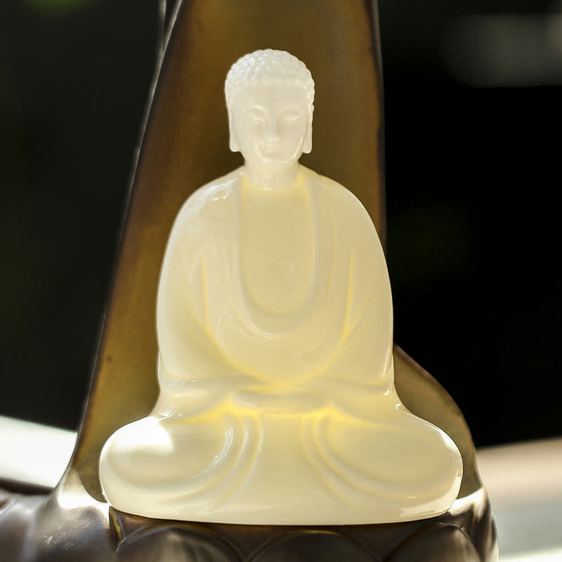 Buddha Stones Led Buddha Hand Backflow Smoke Fountain Healing Ceramic Stick Incense Burner Decoration