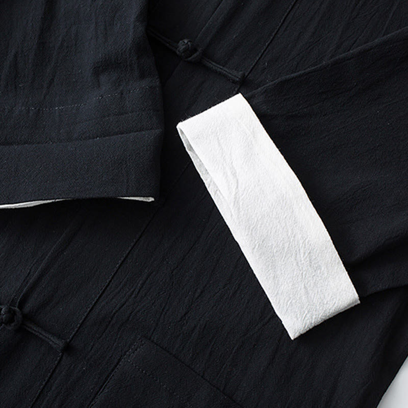 Buddha Stones Frog-Button Chinese Tang Suit Half Sleeve Shirt Cotton Men Clothing With Pockets - image 14