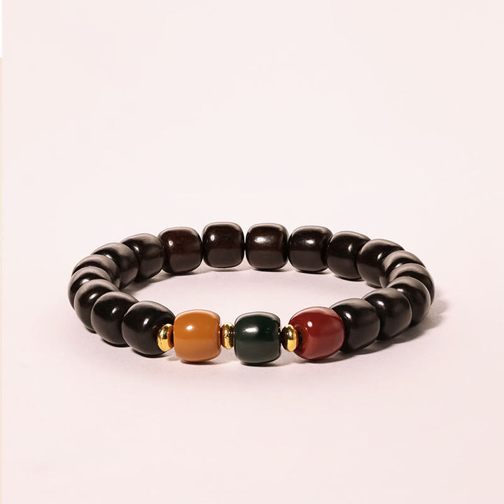 Buddha Stones Ebony Wood Rosewood Peace Balance Bracelet