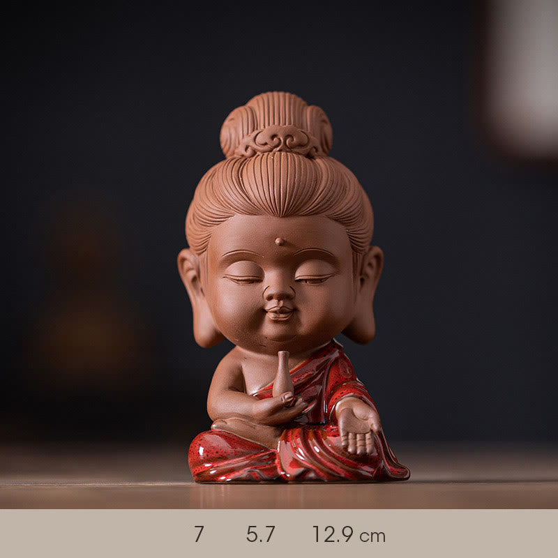 Buddha Stones Mini Gautama Buddha Sakyamuni Kwan Yin Avalokitesvara Ksitigarbha Serenity Ceramic Desk Decoration