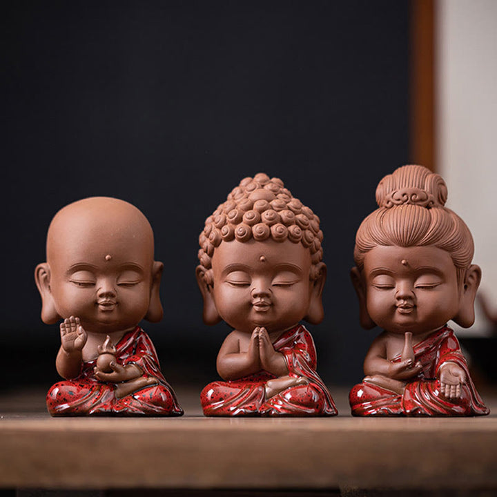 Buddha Stones Mini Gautama Buddha Sakyamuni Kwan Yin Avalokitesvara Ksitigarbha Serenity Ceramic Desk Decoration