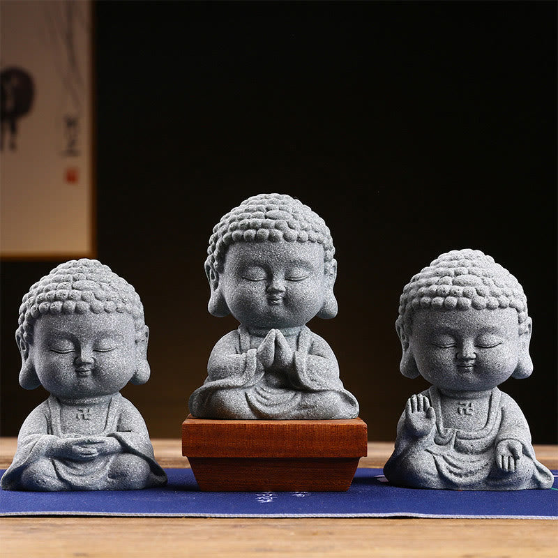 Buddha Stones Meditation Praying Buddha Compassion Serenity Home Decoration - 3PCS Buddha - image 0