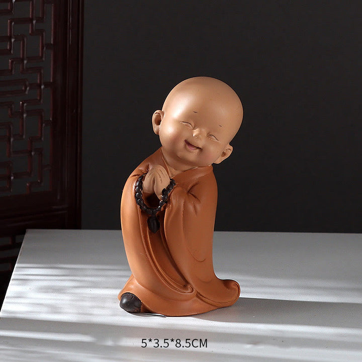 Buddha Stones Small Mini Meditation Praying Monk Serenity Resin Home Decoration - Clapping Monk 5.5*3.5*8.5cm - image 21