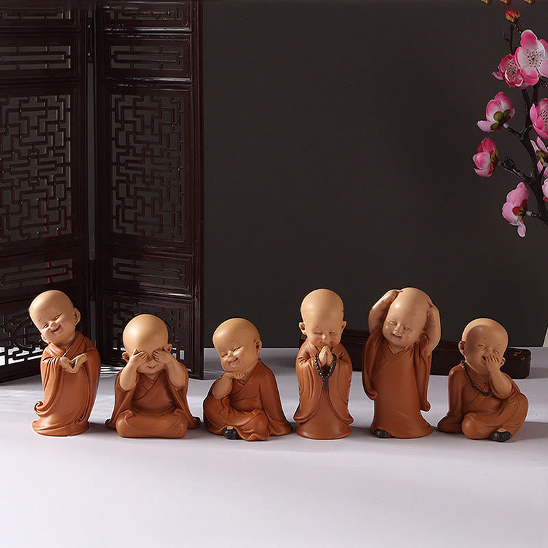 Buddha Stones Small Mini Meditation Praying Monk Serenity Resin Home Decoration