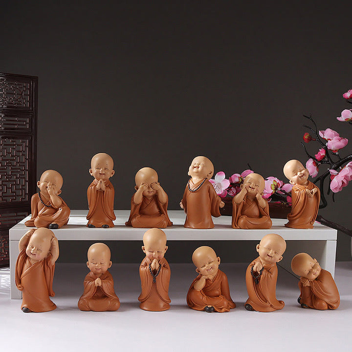 Buddha Stones Small Mini Meditation Praying Monk Serenity Resin Home Decoration - image 0