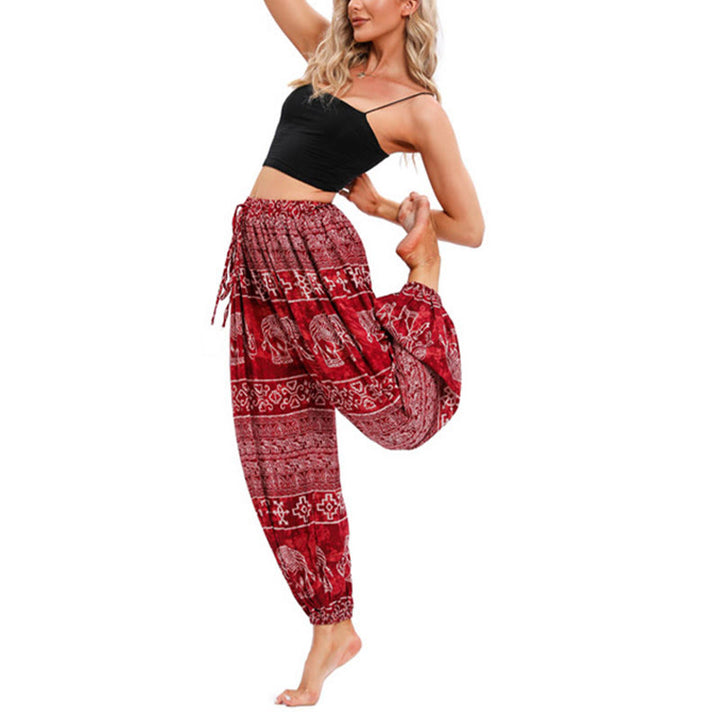 Buddha Stones Elephant Geometry Pattern Casual Loose Harem Trousers Women's Yoga Pants