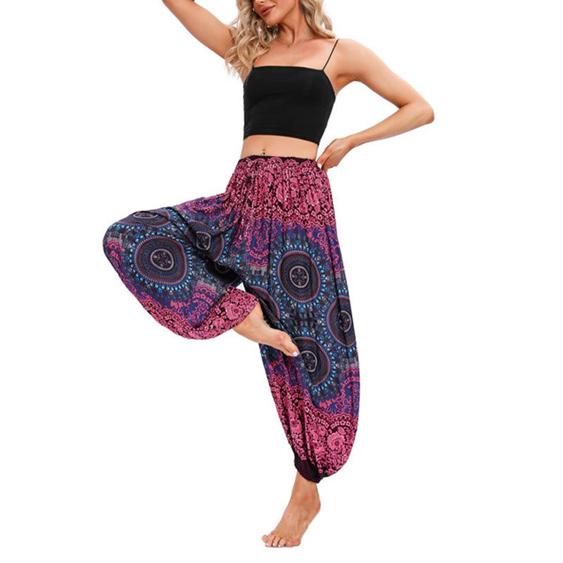 Buddha Stones Casual Loose Compass Pattern Harem Trousers Women's Yoga Pants