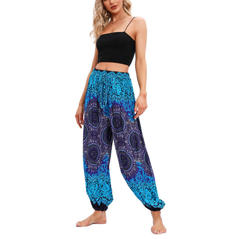 Buddha Stones Casual Loose Compass Pattern Harem Trousers Women's Yoga Pants