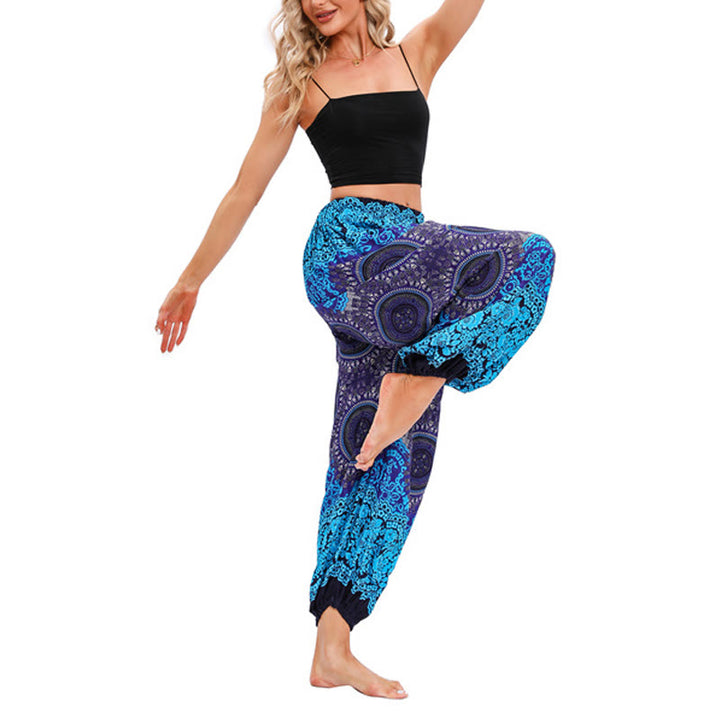 Buddha Stones Casual Loose Compass Pattern Harem Trousers Women's Yoga Pants