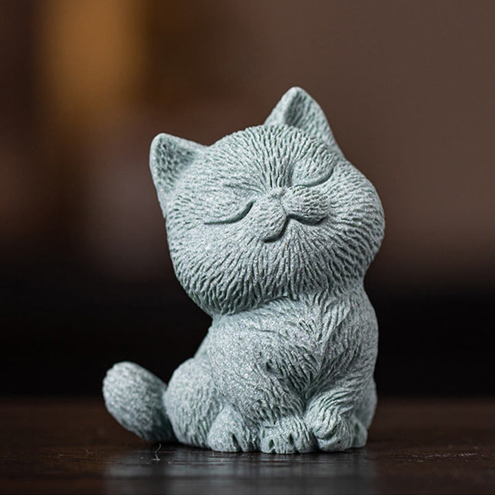 Buddha Stones Small Cat Home Tea Pet Figurine Desk Decoration - image 4