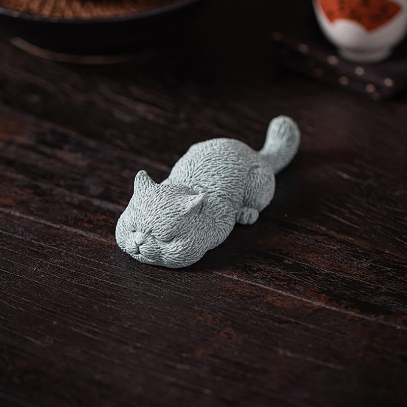 Buddha Stones Small Cat Home Tea Pet Figurine Desk Decoration